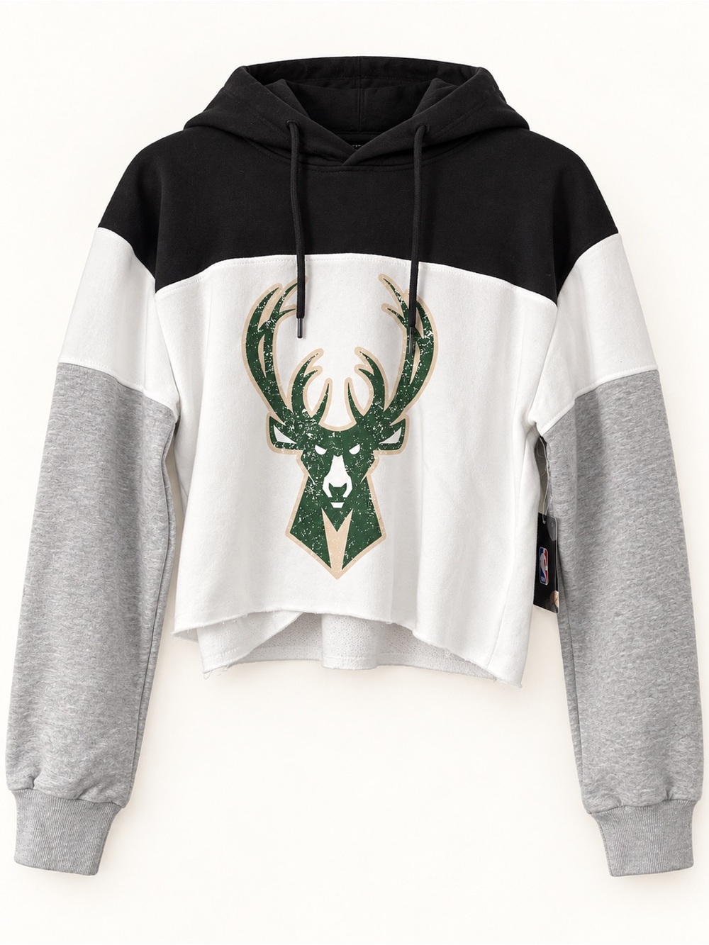 NWT Ultra Game Milwaukee Bucks Colorblock Cropped Hoodie Women’s M